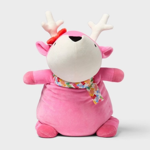 Holiday Pink Deer Weighted Plush Throw Pillow - Pillowfort - Picture 4 of 13